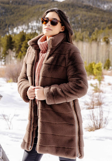 Fabulous-Furs Mocha Faux Fur Getaway Coat 