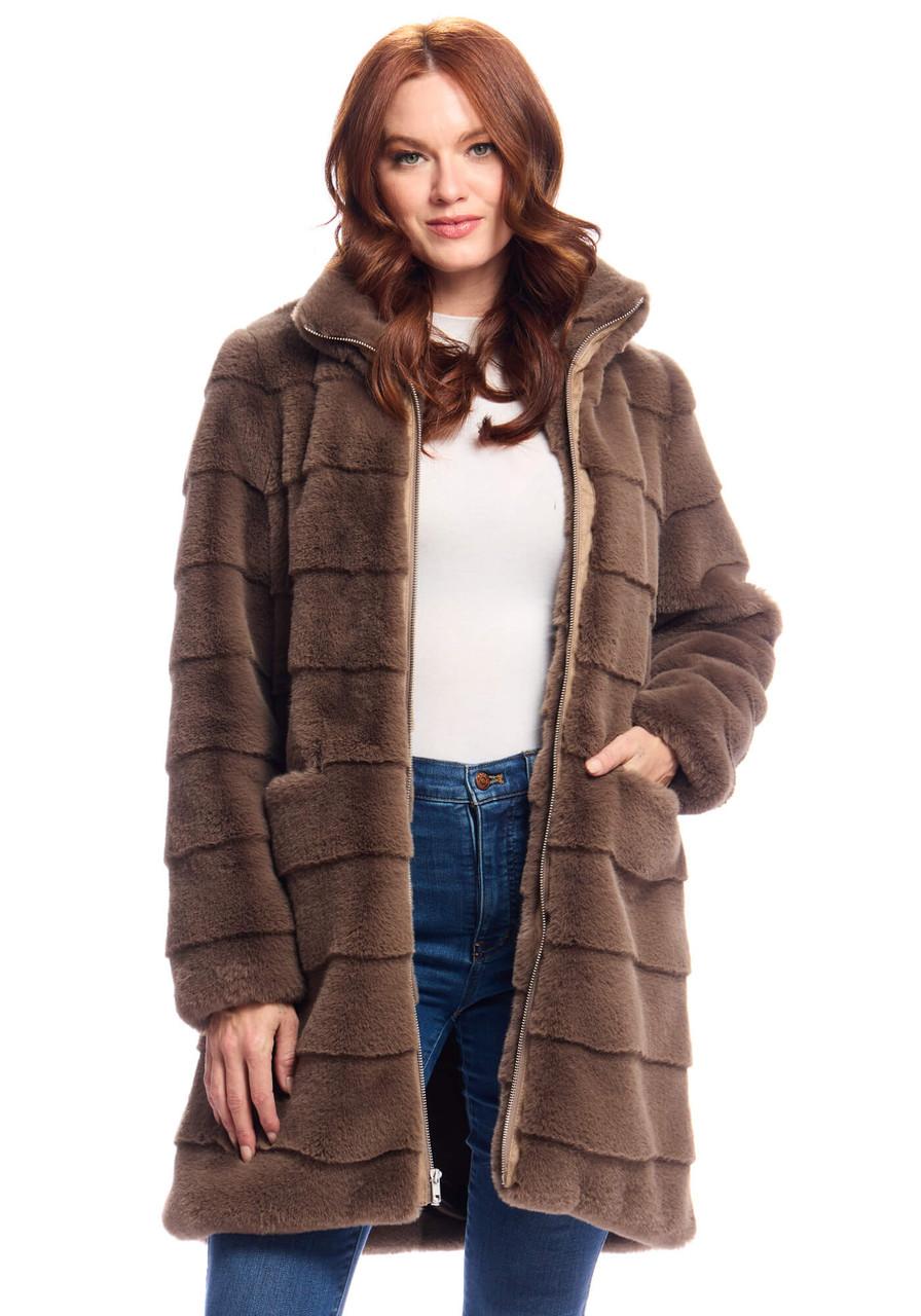 Fabulous-Furs Mocha Faux Fur Getaway Coat 