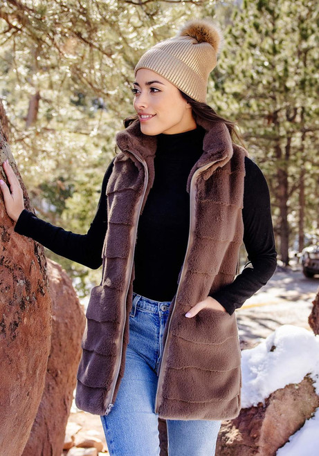 Fabulous-Furs Mocha Faux Fur Weekender Vest 