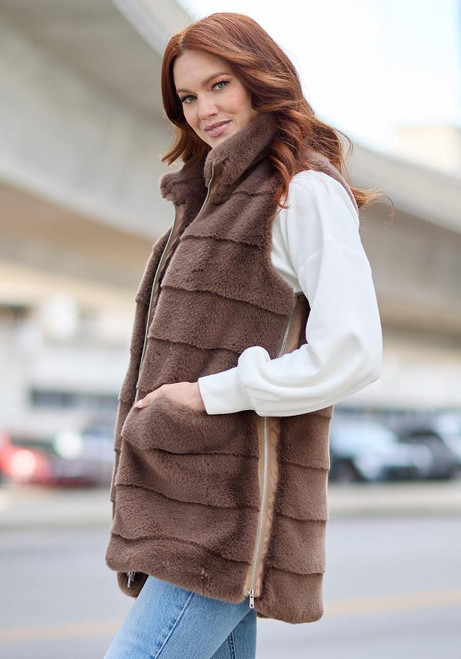 Fabulous-Furs Mocha Faux Fur Weekender Vest 