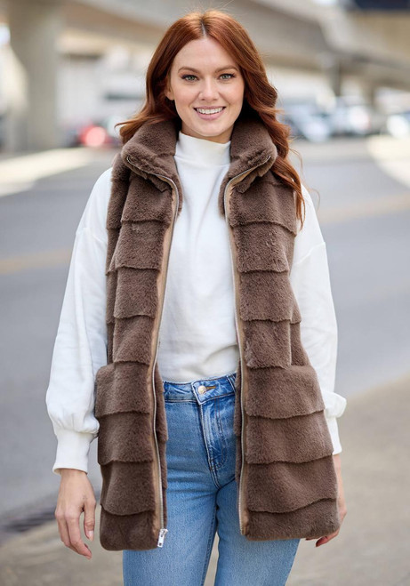 Fabulous-Furs Mocha Faux Fur Weekender Vest 
