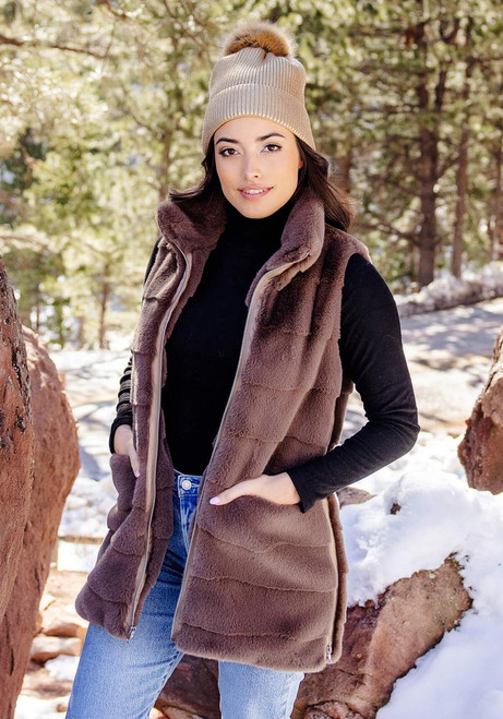 Fabulous-Furs Mocha Faux Fur Weekender Vest 