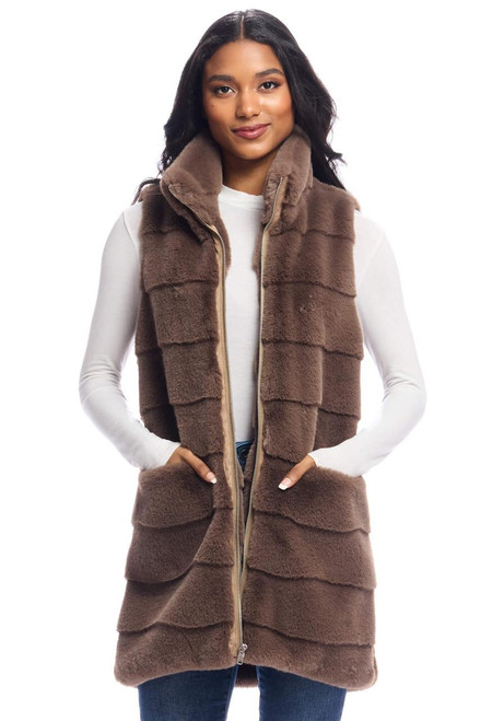 Fabulous-Furs Mocha Faux Fur Weekender Vest 