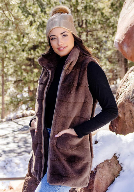 Fabulous-Furs Mocha Faux Fur Weekender Vest 