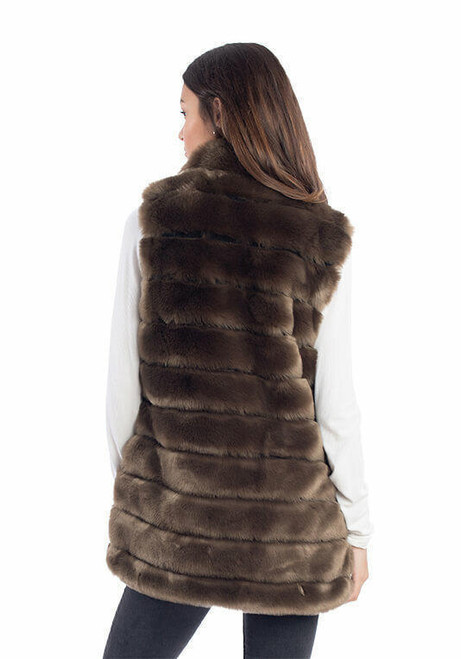 Fabulous-Furs Mocha Mink Reversible Faux Fur Zip Vest 
