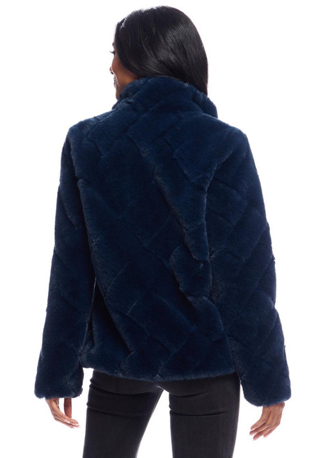 Fabulous-Furs Navy Faux Fur Paige Zip Jacket 
