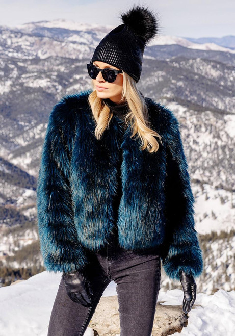 Fabulous-Furs Ocean Fox Faux Fur Happy Hour Jacket 