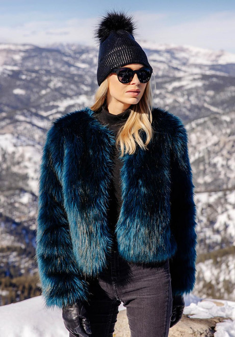 Fabulous-Furs Ocean Fox Faux Fur Happy Hour Jacket 