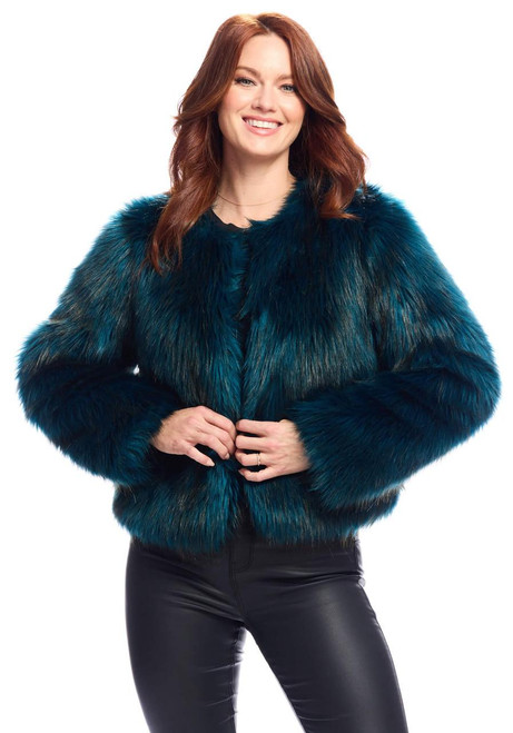 Fabulous-Furs Ocean Fox Faux Fur Happy Hour Jacket 