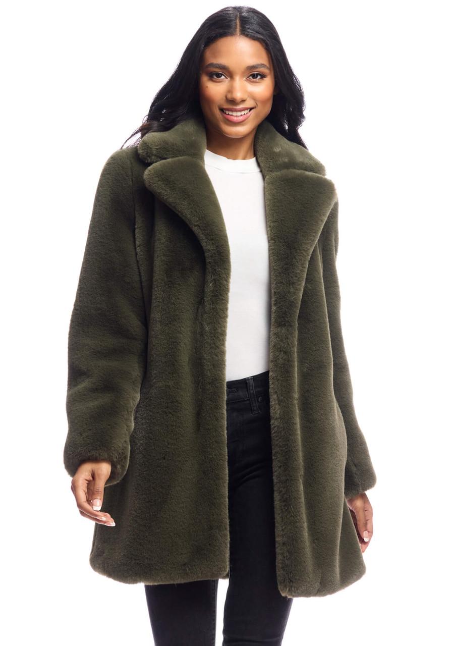 Fabulous-Furs Olive Faux Fur Le Mink Jacket 