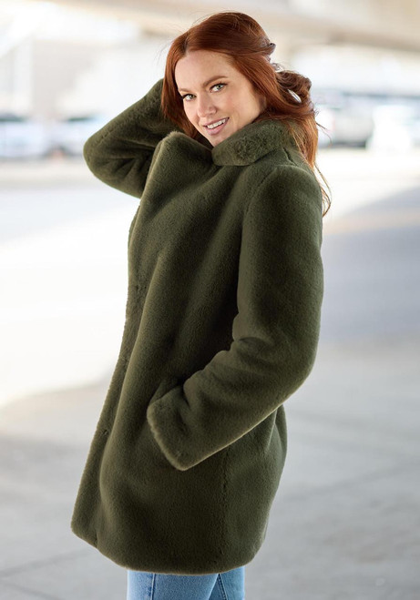 Fabulous-Furs Olive Faux Fur Le Mink Jacket 