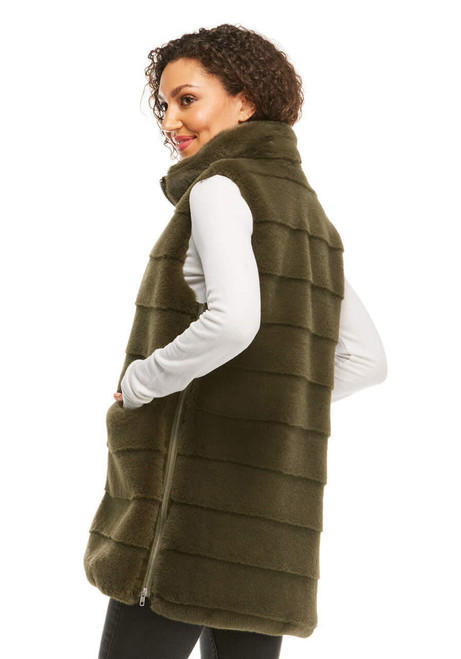 Fabulous-Furs Olive Faux Fur Weekender Zip Vest 