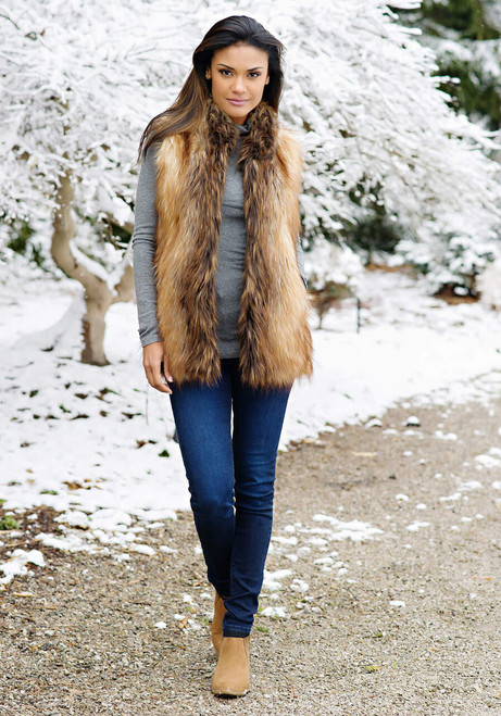 Fabulous-Furs Red Fox Faux Fur Hook Vest 