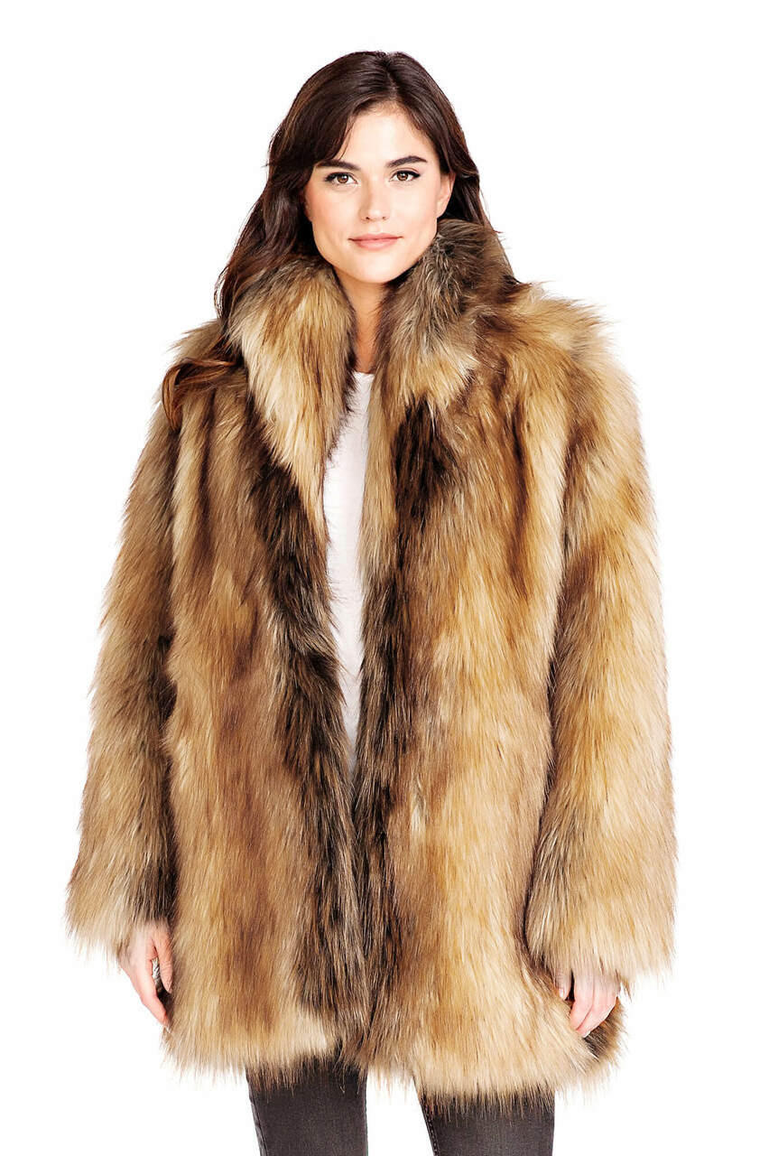 Fabulous-Furs Red Fox Faux Fur Shawl Collar Coat  Fabulous-Furs Red Fox Faux Fur Shawl Collar Coat