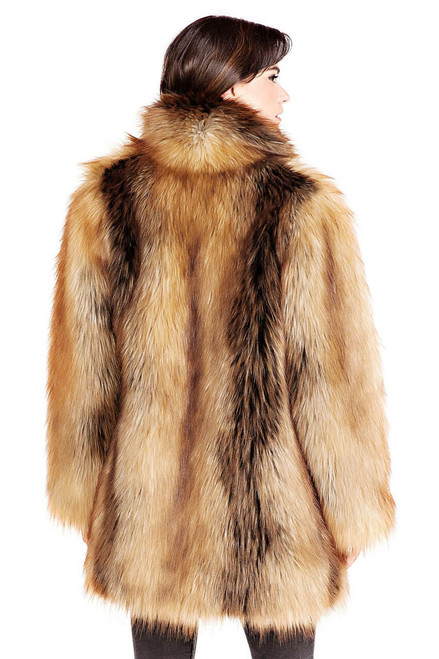 Fabulous-Furs Red Fox Faux Fur Shawl Collar Coat 