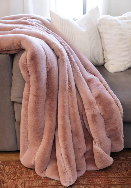 Fabulous-Furs Rosewood Faux Fur Posh Throw