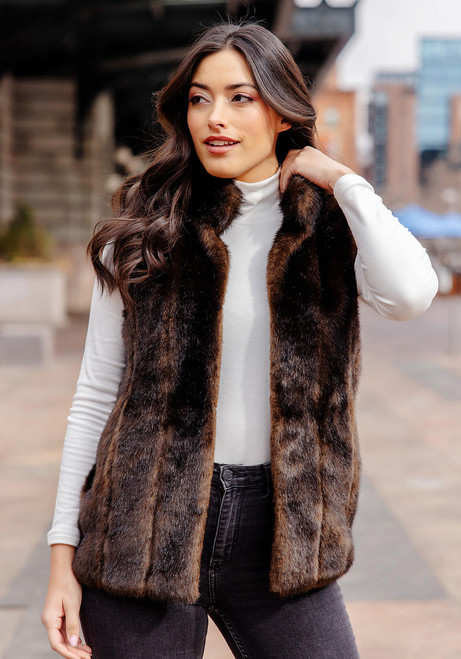 Fabulous-Furs Sable Faux Fur Hook Vest 