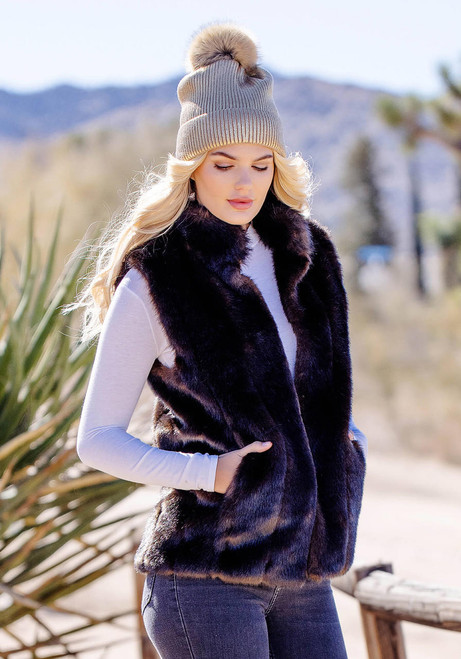 Fabulous-Furs Sable Faux Fur Hook Vest 