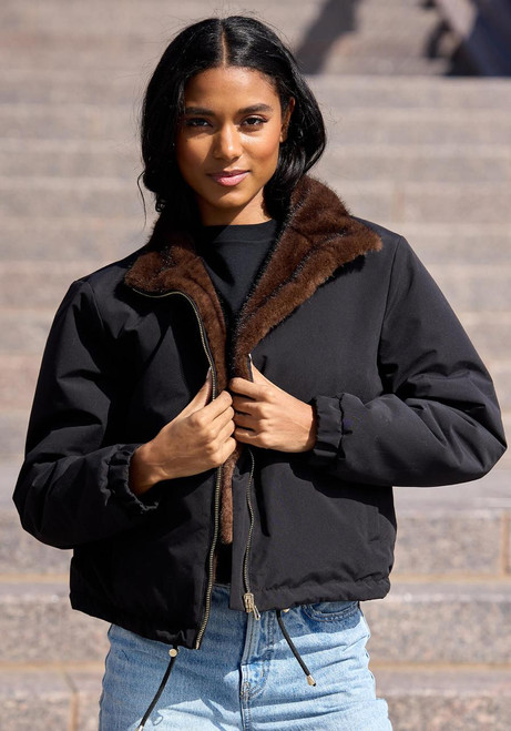 Fabulous-Furs Sable Insta Reversible Faux Fur Zip Jacket 