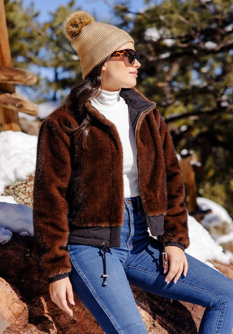 Fabulous-Furs Sable Insta Reversible Faux Fur Zip Jacket 