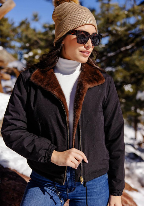 Fabulous-Furs Sable Insta Reversible Faux Fur Zip Jacket 
