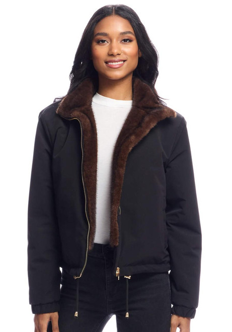 Fabulous-Furs Sable Insta Reversible Faux Fur Zip Jacket 
