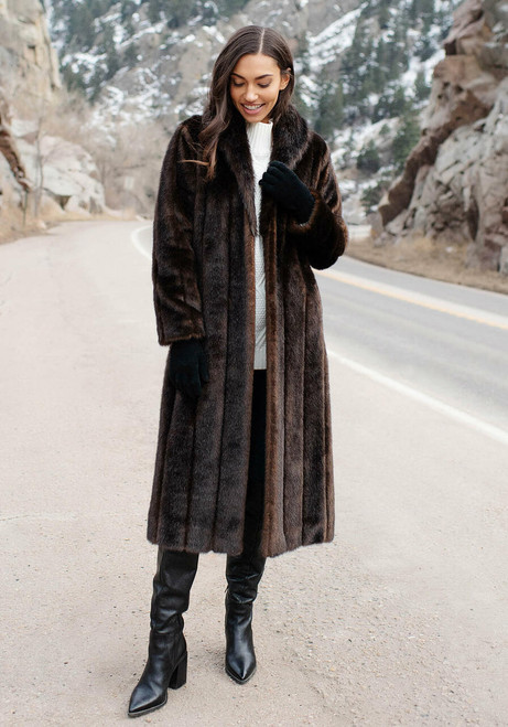 Fabulous-Furs Sable Signature Full-Length Faux Fur Coat 