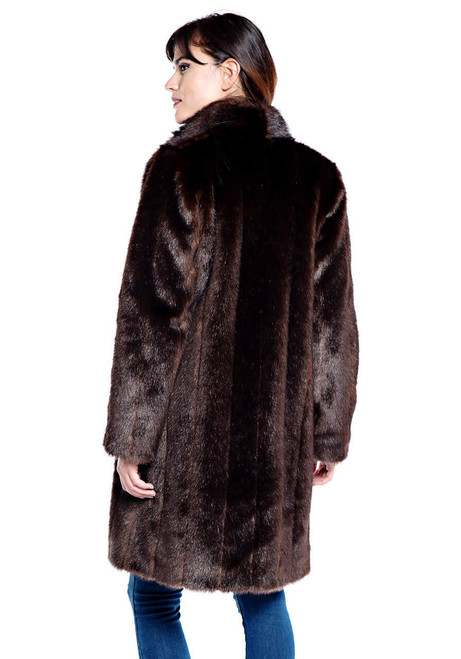 Fabulous-Furs Sable Signature Knee-Length Faux Fur Coat 