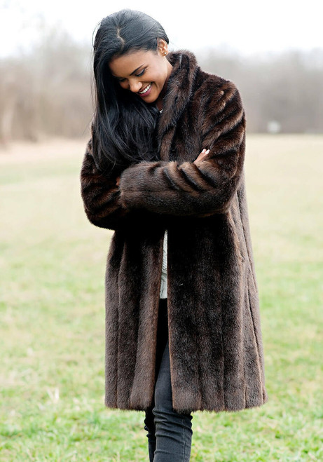 Fabulous-Furs Sable Signature Knee-Length Faux Fur Coat 