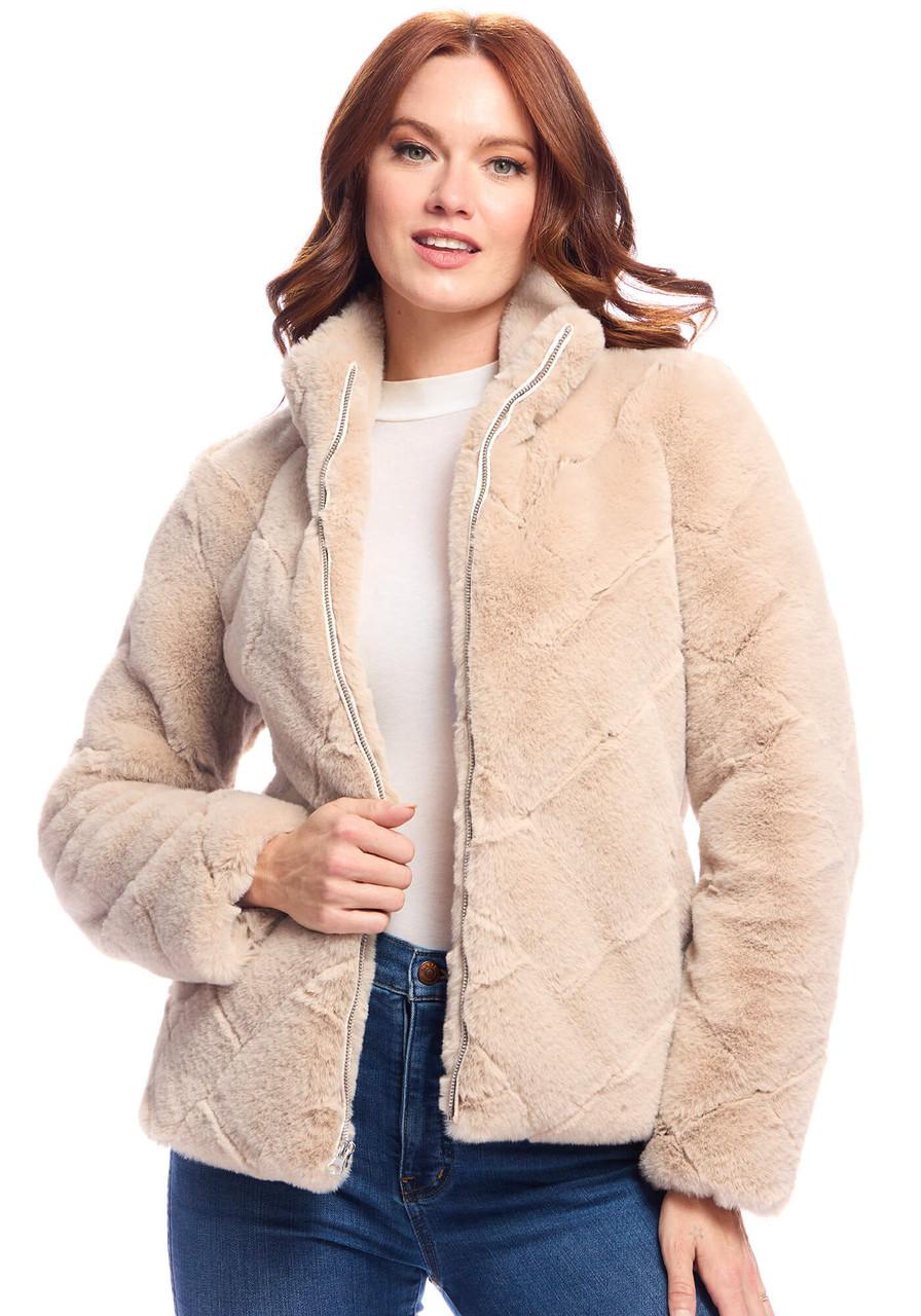 Fabulous-Furs Sand Faux Fur Paige Zip Jacket 