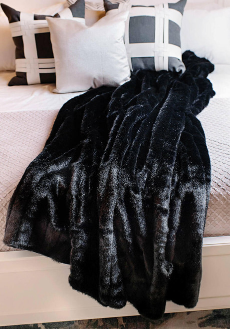 Fabulous-Furs Signature Series Black Mink Faux Fur Throws 