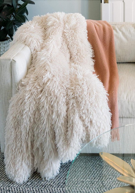 Fabulous-Furs Signature Series Cream Mongolian Faux Fur Throws 