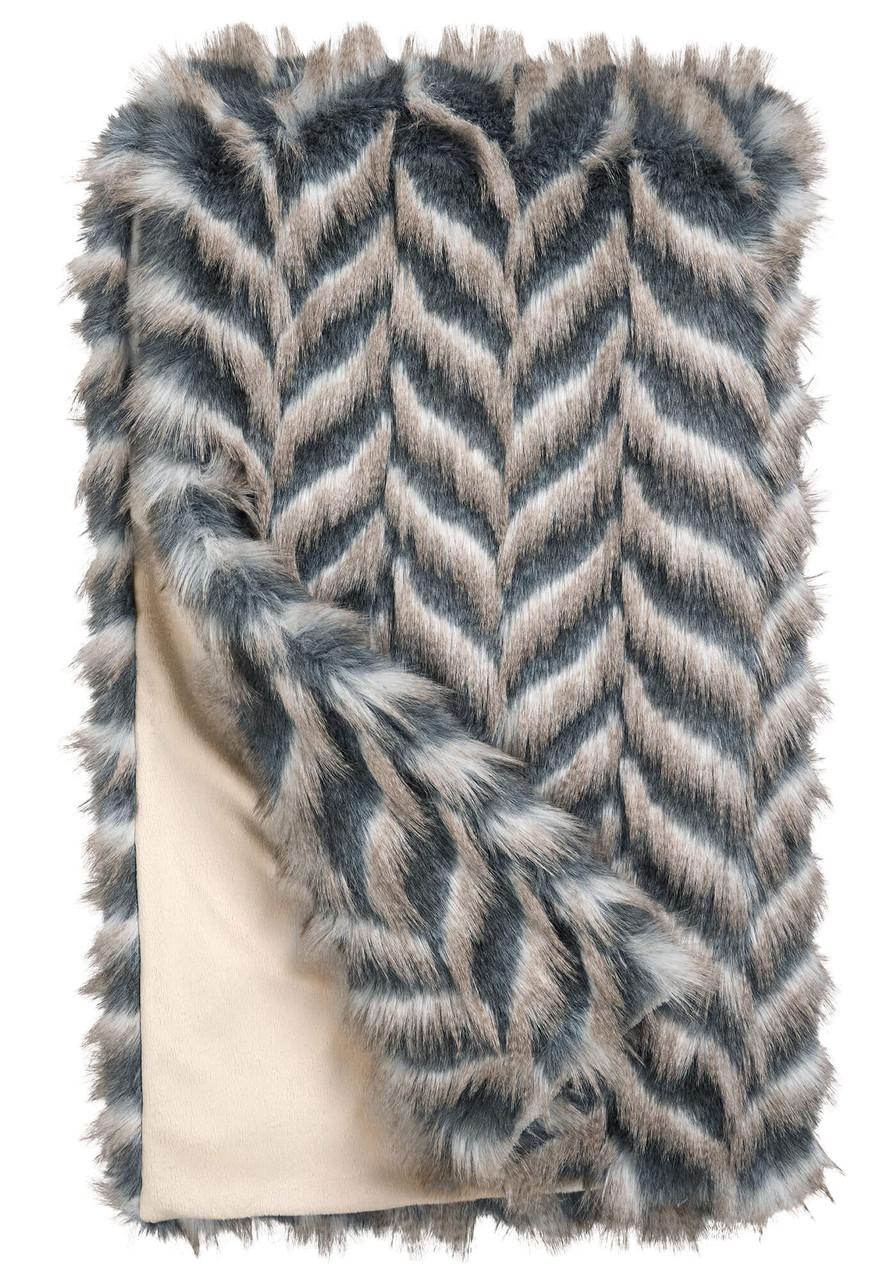 Fabulous-Furs Signature Series Grey Chevron Faux Fur Throws 