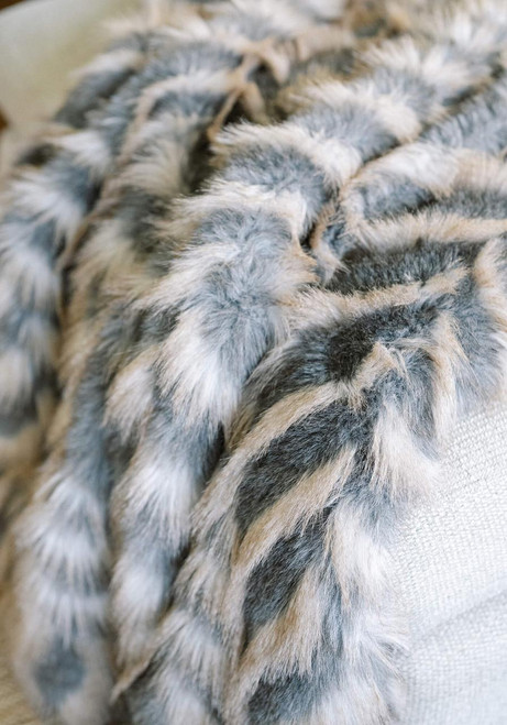 Fabulous-Furs Signature Series Grey Chevron Faux Fur Throws 