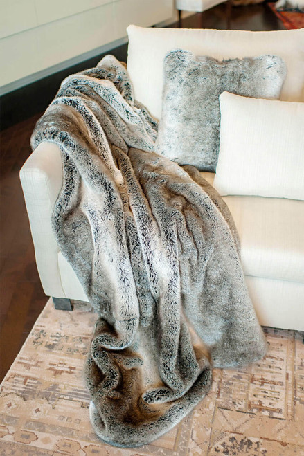 Fabulous-Furs Signature Series Grey Rabbit Faux Fur Throws 
