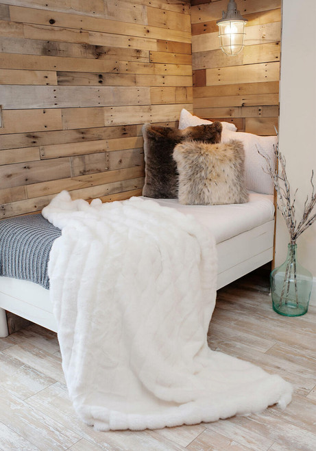 Fabulous-Furs Signature Series White Mink Faux Fur Throws 