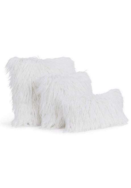 Fabulous-Furs Signature Series White Tibetan Lamb Faux Fur Pillows 