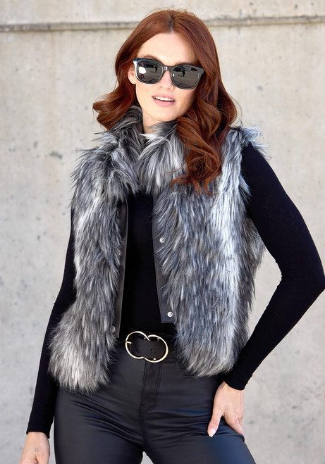 Fabulous-Furs Smokey Fox Faux Fur Foxy Crop Vest 