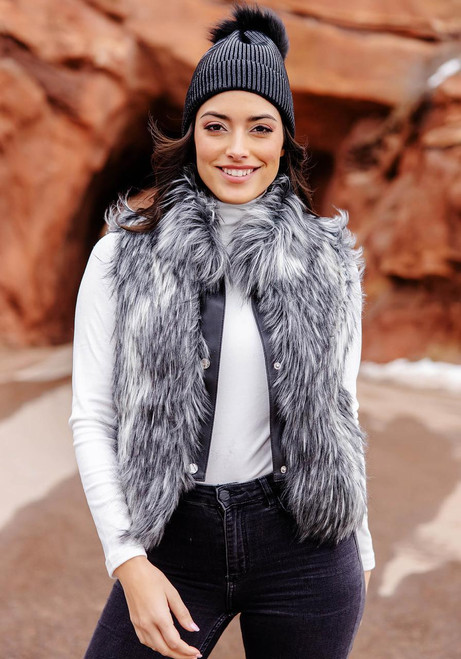Fabulous-Furs Smokey Fox Faux Fur Foxy Crop Vest 