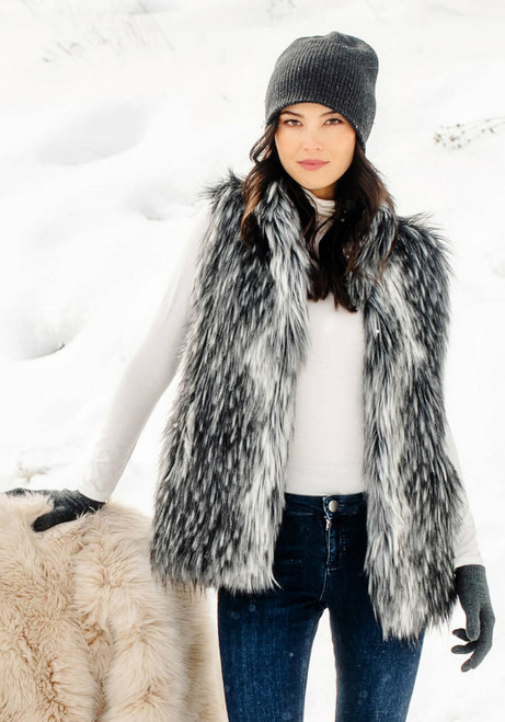 Fabulous-Furs Smokey Fox Faux Fur Hook Vest 