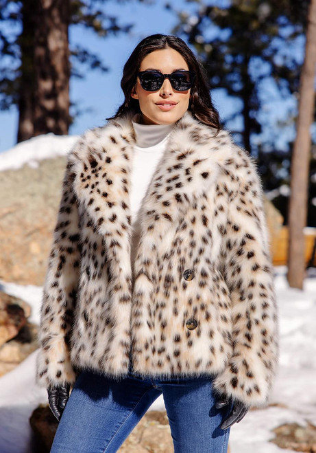 Fabulous-Furs Snow Leopard Faux Fur Sofia Swish Coat 