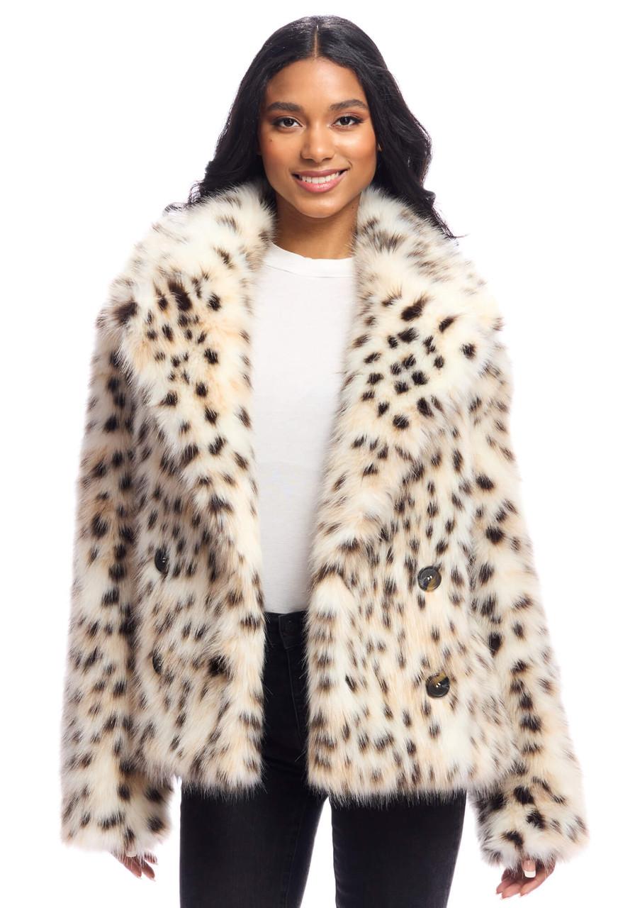 Fabulous-Furs Snow Leopard Faux Fur Sofia Swish Coat 