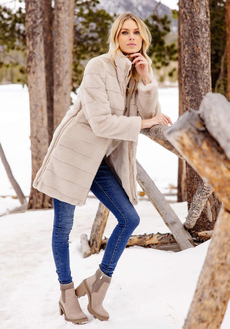 Fabulous-Furs Stone Faux Fur Getaway Coat 