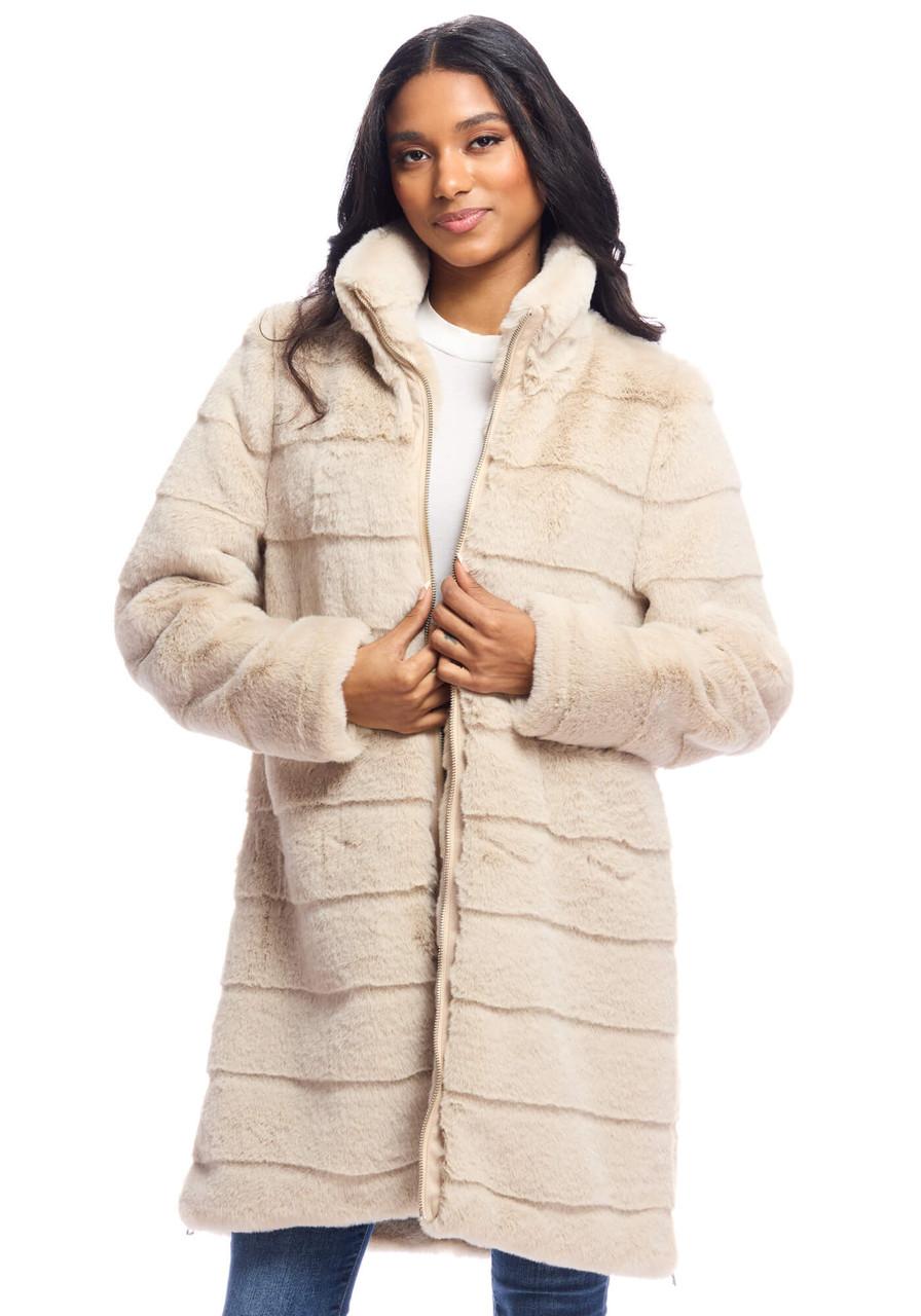 Fabulous-Furs Stone Faux Fur Getaway Coat 
