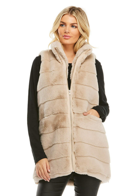 Fabulous-Furs Stone Faux Fur Weekender Zip Vest 