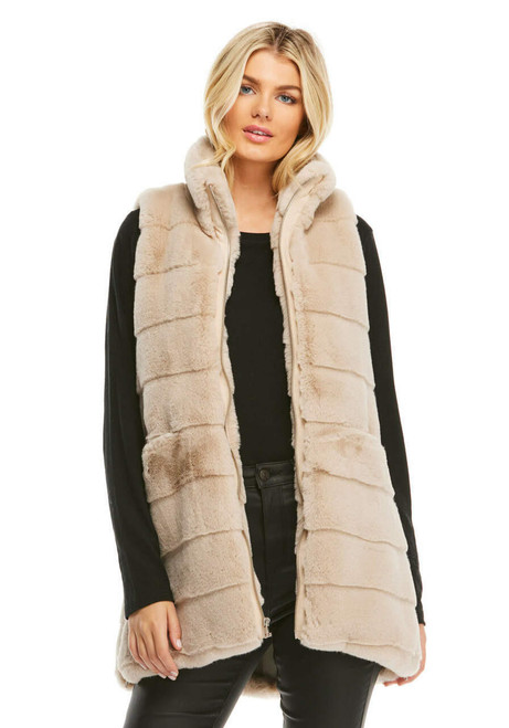 Fabulous-Furs Stone Faux Fur Weekender Zip Vest 