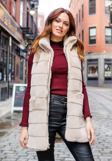 Fabulous-Furs Stone Faux Fur Weekender Zip Vest 