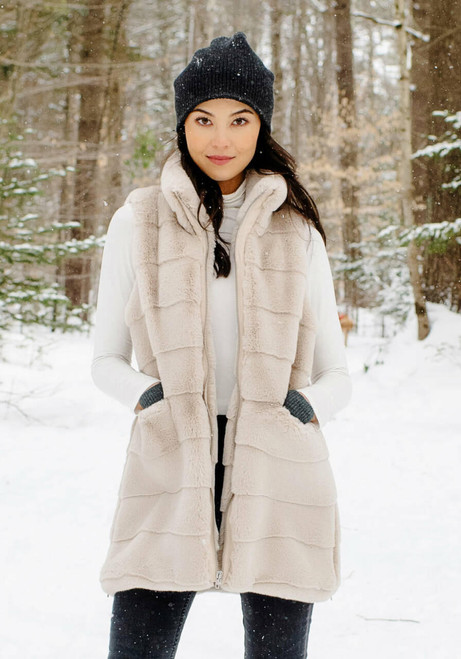 Fabulous-Furs Stone Faux Fur Weekender Zip Vest 