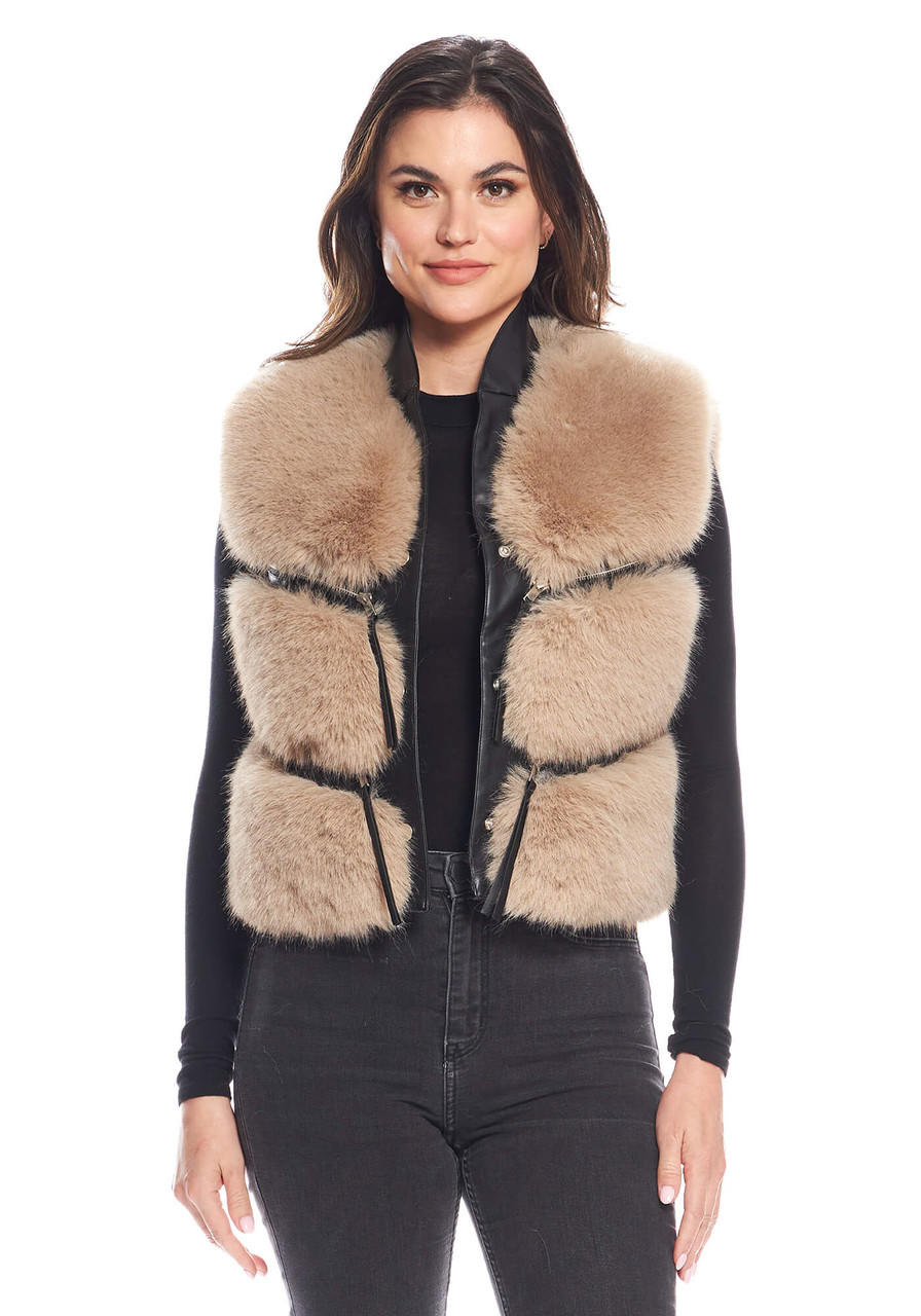 Fabulous-Furs Stone Fox Faux Fur La Moda Vest 