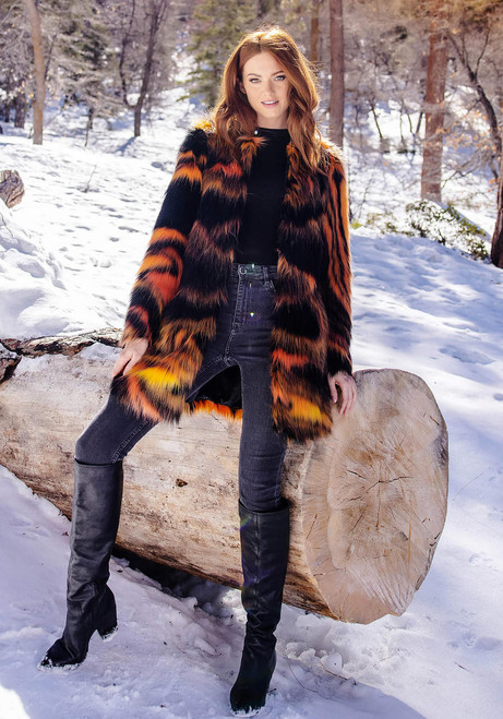 Fabulous-Furs Supernova Faux Fur Knee-Length Coat 